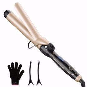 Curling Iron 1 1/2-inch Dual Voltage Instant Heat with Extra-Smooth Tourmaline Ceramic Coating; Glove Included by MiroPure; RM-C85-38 Gold