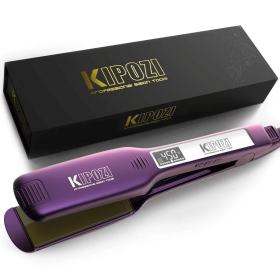 Negative Ion Flat Iron, Anti-Static Hair Straightener with 1.75 Inch Floating Titanium Wide Plates, Purple