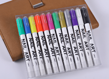 12-color Set Nail Polish Pen Manicure Pen Manicure Tool Painting Pull Line Tracing Nail point Flower DIY Nail Painting Plower Pen (Color: setA)