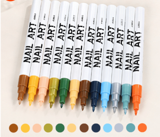 12-color Set Nail Polish Pen Manicure Pen Manicure Tool Painting Pull Line Tracing Nail point Flower DIY Nail Painting Plower Pen (Color: setB)