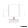 360Â° Adjust Foldable Makeup Mirror With LED Light Rechargeable Wireless 1-3X Magnifying 3 Tone Light Desktop Vanity Mirror Table