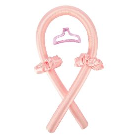 Heatless Curling Rod Curls Silk Ribbon Curlers Sleeping Soft Headband Wave (Color: Pink)