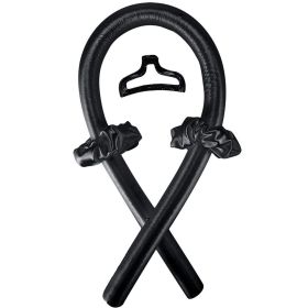 Heatless Curling Rod Curls Silk Ribbon Curlers Sleeping Soft Headband Wave (Color: Black)