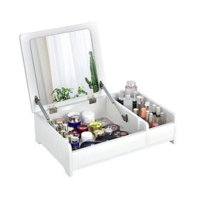 2-in-1 Compact Bay Window Makeup Dressing Table (Color: White)