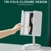 360Â° Adjust Foldable Makeup Mirror With LED Light Rechargeable Wireless 1-3X Magnifying 3 Tone Light Desktop Vanity Mirror Table